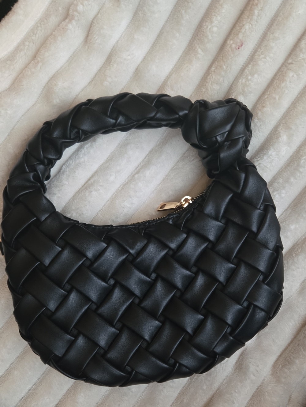 Woven Hobo Clutch Soft Leather little Black Bag - Picture 2 of 9